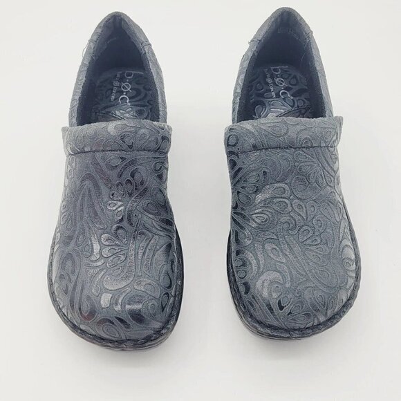 BOC Born Concept Black Leather Slip On Embossed Clogs Women's BC4630 Size 8 / 39 - Picture 8 of 12